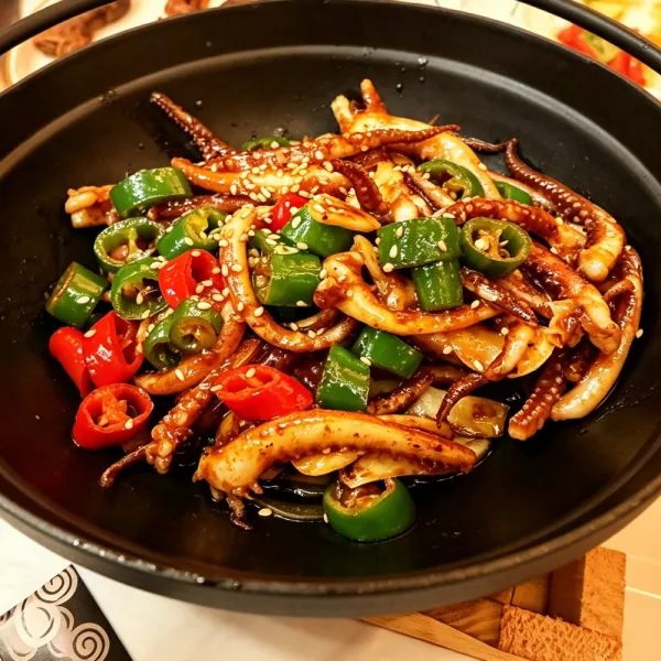 olla seca de tentaculos de calamar